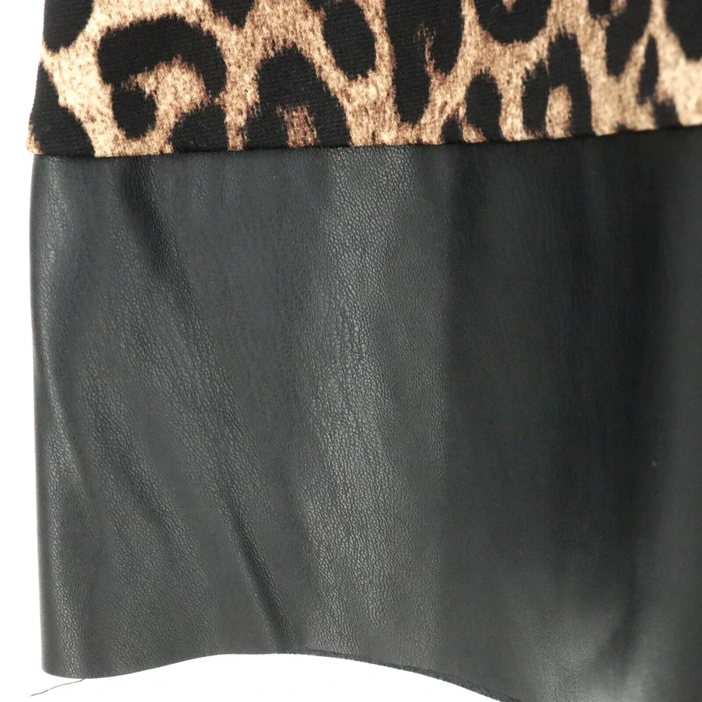 Michael Kors Skirt Petites PL LP Animal Print Faux Leather Hem Short Career